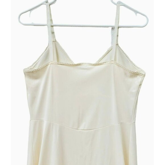 Vintage Full Slip Nightgown Lingerie Slit Sexy Lace Beige Adjustable Lorraine 34 - Picture 7 of 9